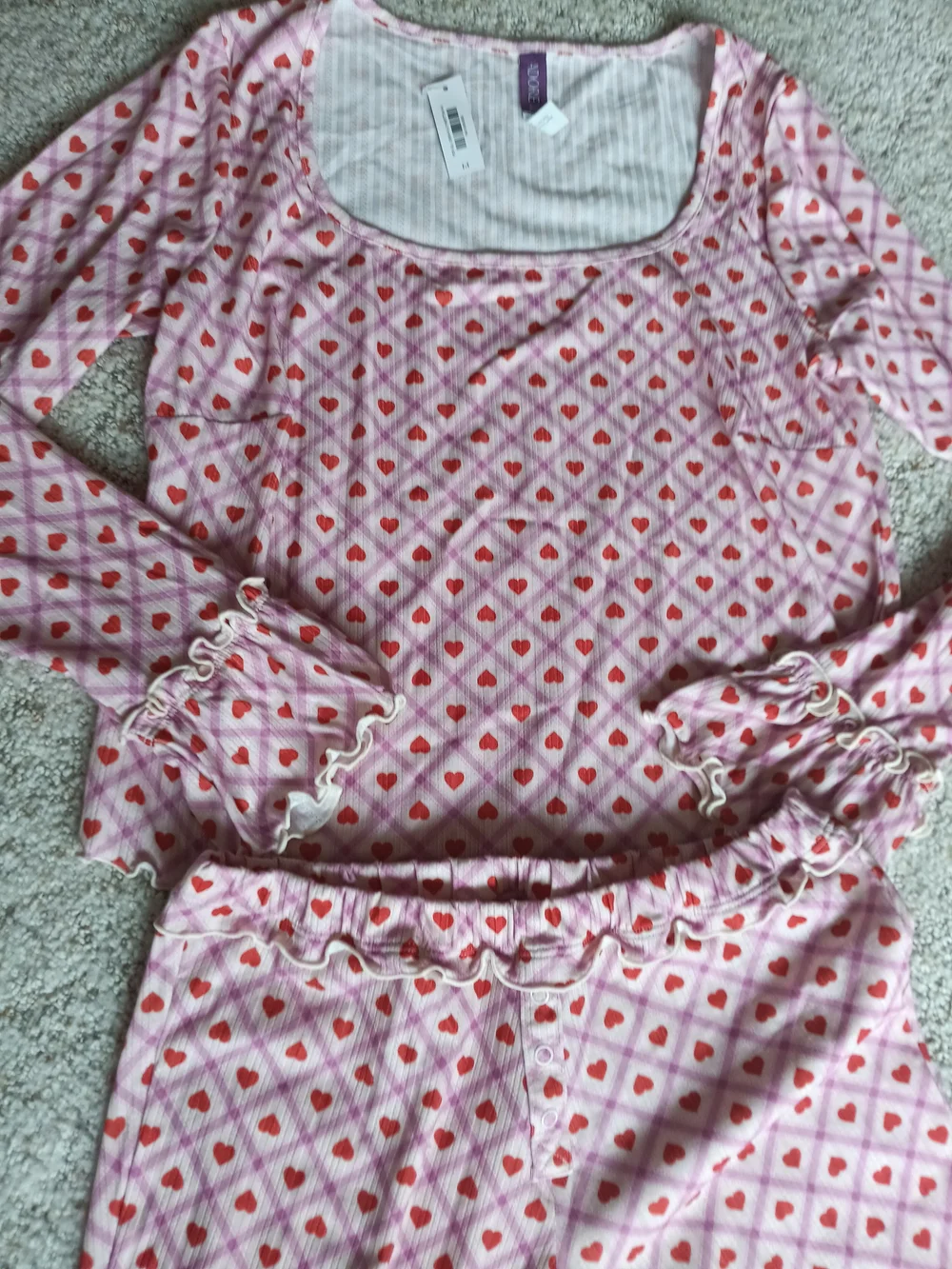Girls' Pink Heart-Print Pajama Set - Cozy Long Sleeve Top & Pants